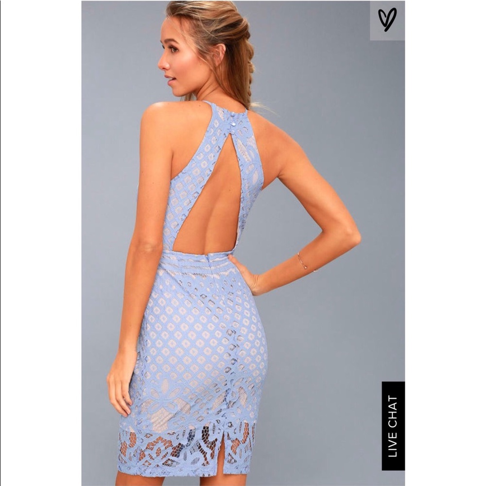 STEAL A KISS LIGHT BLUE LACE DRESS